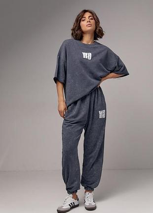 Спортивний костюм у техніці тай-дай з принтом wang