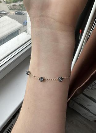 Сережки і браслет золотий ланцюжок, сіре каміння