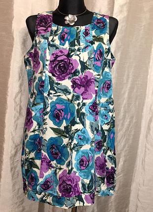 Короткое яркое платье/туника в цветочный принт