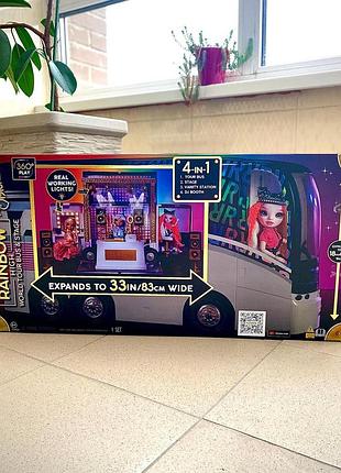Ігровий набір рейнбоу хай автобус і сцена rainbow high rainbow vision world tour bus