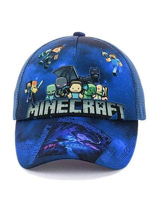 Детская кепка "minecraft" с ярким принтом ярко-синего цвета стильная детская кепка из дизайно