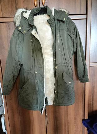 Куртка женская, зима, цвет хаки, размер 48-50