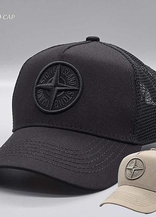 Кепка тракер stone island черный бежевый