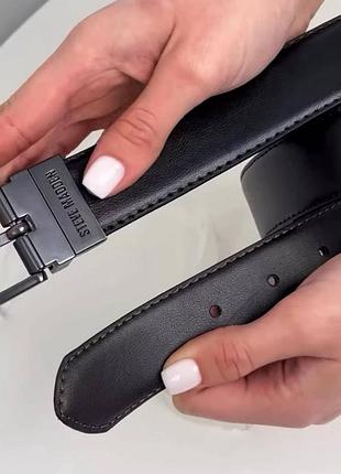 Steve madden мужской двухсторонний ремень черный классического фасона натуральная кожа