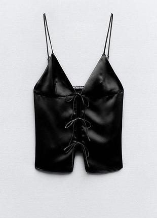 Атласна маєчка з завʼязками від zara
