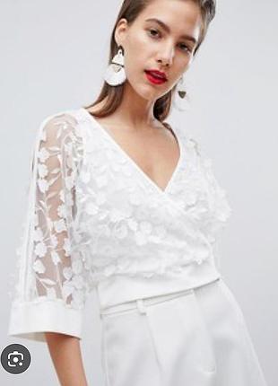 Блуза топ с объемными цветами