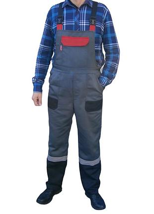 Комбинезон рабочий профессионал 1128 серый со светоотражающей полосой