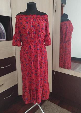 Красное летнее платье