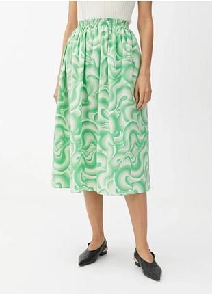 Женская юбка arket 44р. s, салатовая, меди, хлопок