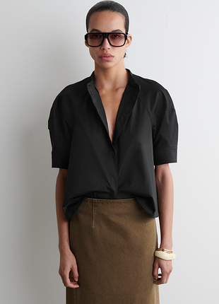 Бавовняна блуза з короткими пишними рукавами cos 1267084002