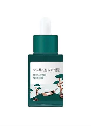Успокаивающая сыворотка с экстрактом игл сосны round lab pine calming cica ampule 30ml