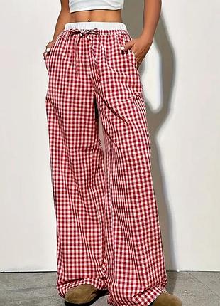 Штани в клітинку червоні