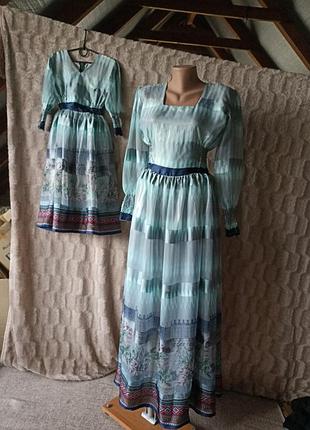 Платье комплект для мамы и ребенка, family look ретро, винтаж для фотосессии, m, l, 4-6 лет