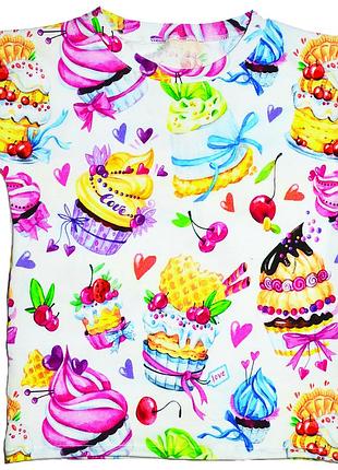 Дитяча якісна футболка "тістечка"