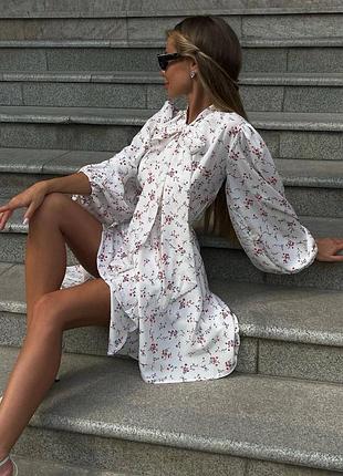 Елегантна ніжна стильна жіноча сукня з довгим рукавом з шикарний бантом на комірі