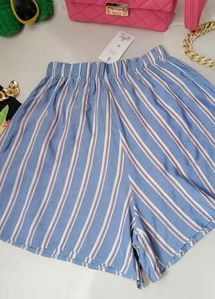 Летние шорты высокая посадка из натурального хлопка нежный батист в полоску с люрексом