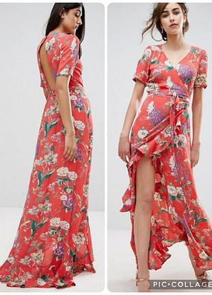 Платье на запах для беременных, на высокий рост, цветочный рисунок, размер м/ л