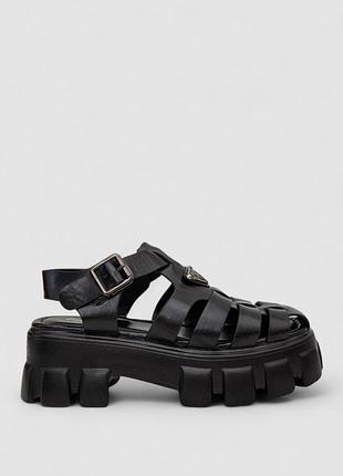 Босоножки р.36-41, на платформе, экокожа, черные, женские, обувь, 243r9207