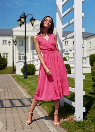 Рожева сукня міді літня легка розмір l/xl