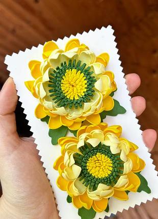 Резинки для волос желтые цветы фоамиран