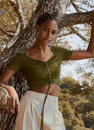 Топ, топік топ з затяжкою на куліске топик футболка футболка кроп