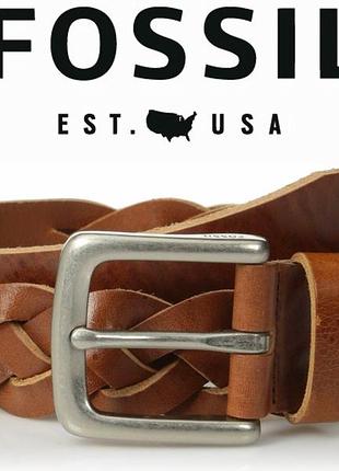 Мужской ремень кожаный fossil (cognac)_w44
