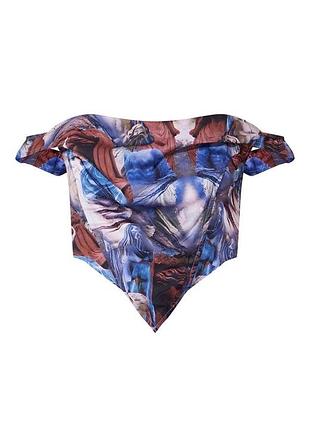 Корсет синій в стилі ренесансу s 36 plt / корсетний топ