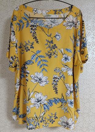 Яркая принтовая цветочный принт блузка блуза рубашка в составе лен лен батал бренд george