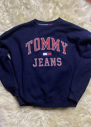 Толстовка tommy jeans синього кольору центрлого l-xl