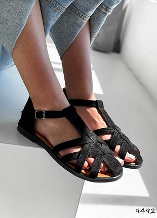 Sale женские замшевые черные босоножки летние натуральная замша лето