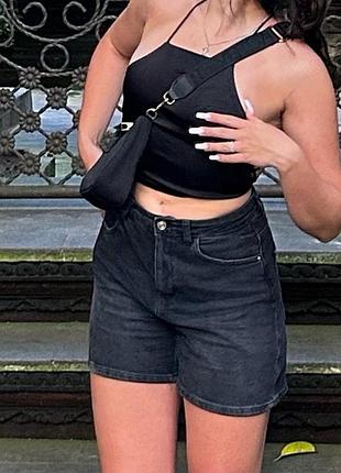 Стильні чорні джинсові шорти від zara. 🖤7 фото