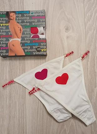 Белые женские стринги из хлопка atlantic