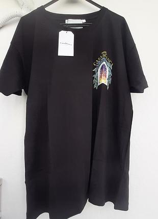 Футболка черного цвета принт на спине casablanca, италия