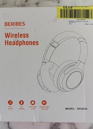 Беспроводные наушники tws beribes wh202a bluetooth 5.1 usb-c гарнитура из европы