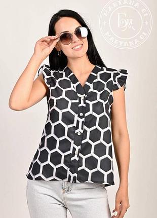 Легкая женская блузка / черно-белая