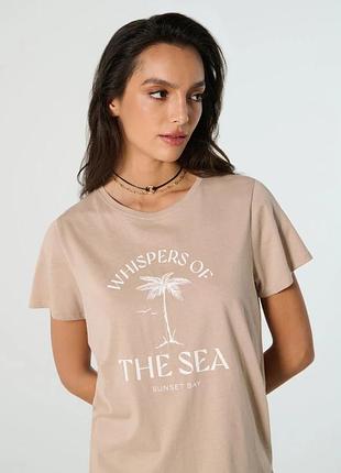 Жіноча футболка sinsay бежева р-р s, m, l, xl