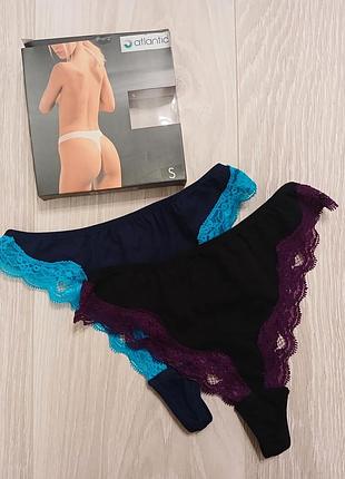 Черные женские трусики стринги atlantic