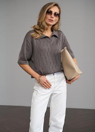 Ажурне поло з преміальної пряжі