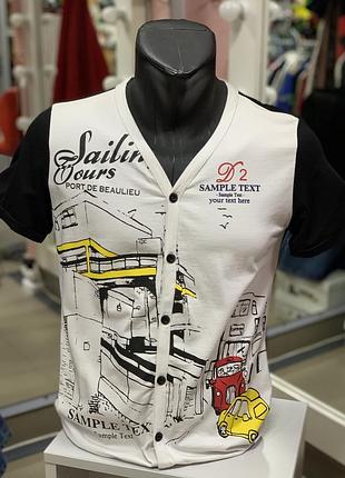 Футболка на ґудзиках з v образним вирізом