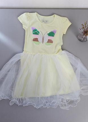 Платье для девочки breeze butterfly yellow - романтичное платье с фатиновой юбкой