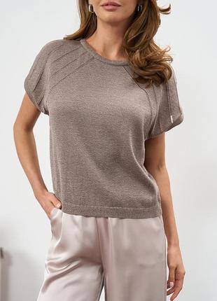Ажурна футболка з преміальної пряжі вільного крою