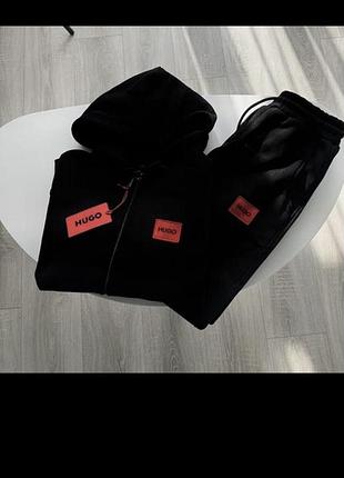 Спортивний костюм hugo бархатний велюровий чорний