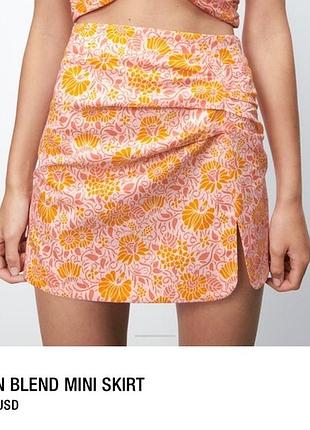 Лляна коротка міні спідниця zara льон