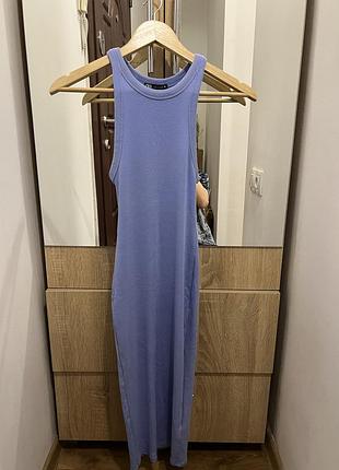 Синє плаття в рубчик zara міді