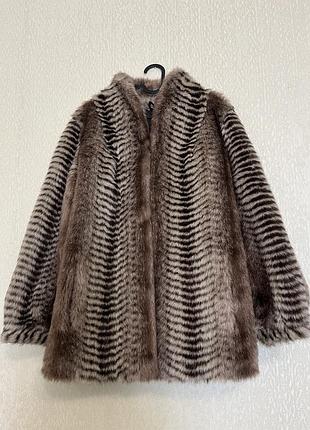 Вінтажна еко шуба автоледі смугаста made in england