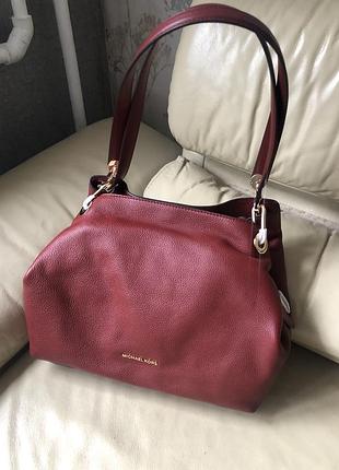Нова червона шкіряна сумка michael kors raven