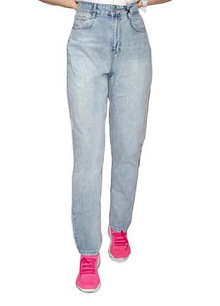 Синие джинсы (выгоры) cracpot 2852, mom fit, высокая посадка