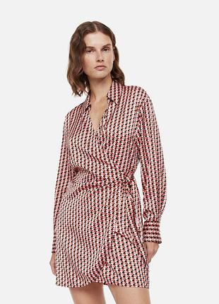 Атласное платье-рубашка h&m с запахом