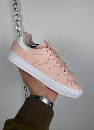 Женские кожаные розовые кроссовки adidas stan smith ssmith vulc