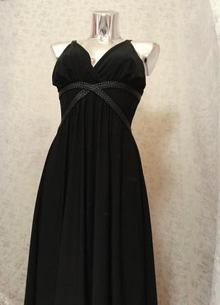 Вечернее платье сарафан размер s. франций.шифон+кожа.черное.